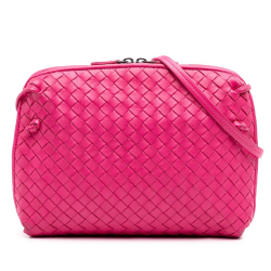 Bottega Veneta B Bottega Veneta Pink Hot Pink Nappa Leather Leather Nappa Intrecciato Nodini Crossbody Italy