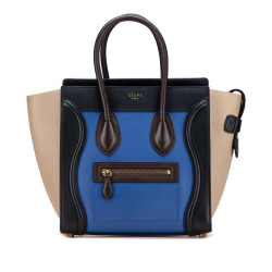 Celine B Celine Blue with Multi Calf Leather Micro Tricolor Luggage Tote Italy