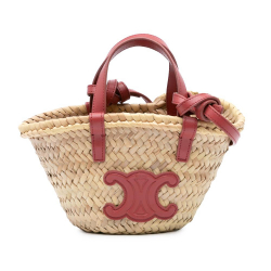 Celine B Celine Brown with Pink Raffia Natural Material Teen Triomphe Classic Panier Morocco