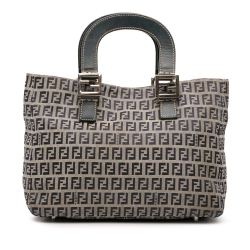 Fendi B Fendi Gray Canvas Fabric Small Zucchino Twins Tote Italy