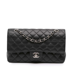 Chanel B Chanel Black Caviar Leather Leather Medium Classic Caviar Double Flap France