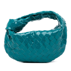Bottega Veneta AB Bottega Veneta Blue Turquoise Patent Leather Leather Mini Patent Intrecciato Jodie Italy
