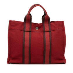 Hermès B Hermès Red Canvas Fabric Fourre Tout PM France