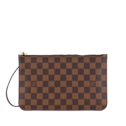 Louis Vuitton AB Louis Vuitton Brown Damier Canvas Fabric Damier Ebene Neverfull Pouch MM Spain
