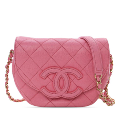 Chanel AB Chanel Pink Caviar Leather Leather Mini Quilted Caviar CC Messenger Flap Italy