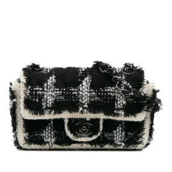 Chanel AB Chanel Black with White Tweed Fabric Mini Rectangular Classic Tartan Single Flap France
