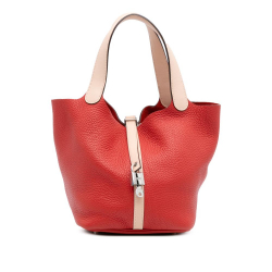 Hermès B Hermès Red Calf Leather Bicolor Clemence and Swift Picotin Lock 22 France