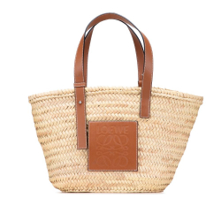 Loewe B LOEWE Brown Beige Raffia Natural Material Medium Basket Tote Spain