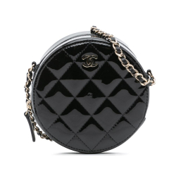 Chanel AB Chanel Black Patent Leather Leather Quilted Patent Round As Earth Crossbody Italy