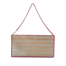 Chanel B Chanel Brown with Pink Hot Pink Calf Leather Pony Hair Logo Chain Pochette Italy