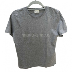 Saint Laurent T-shirt en coton à imprimé Reverse Logo