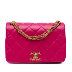 Chanel B Chanel Pink Dark Pink Lambskin Leather Leather Small Quilted Lambskin On And On Chain Flap Italy