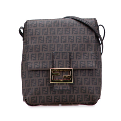Fendi B Fendi Brown Dark Brown Coated Canvas Fabric Zucchino Spalmati Crossbody Italy