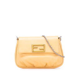 Fendi B Fendi Yellow Light Yellow Calf Leather Fendista Pochette Crossbody Italy