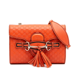 Gucci AB Gucci Orange Calf Leather Mini Microguccissima Emily Crossbody Italy