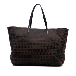 Fendi B Fendi Brown Dark Brown Canvas Fabric Medium Zucchino Roll Tote Italy