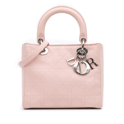 Christian Dior B Dior Pink Light Pink Calf Leather Medium skin Cannage Stitched Lady Dior Italy