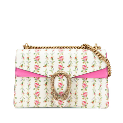 Gucci White Ivory Calf Leather Limited Edition Small skin Floral Print Dionysus Shoulder Bag Italy