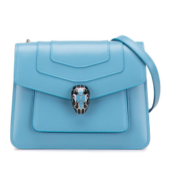 Bvlgari AB Bvlgari Blue Light Blue Calf Leather Serpenti Forever Crossbody Italy