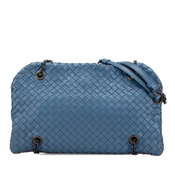 Bottega Veneta B Bottega Veneta Blue Nappa Leather Leather Nappa Intrecciato Duo Shoulder Bag Italy
