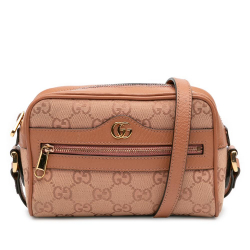 Gucci B Gucci Pink Canvas Fabric Mini GG Ophidia Crossbody Italy