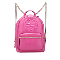Gucci B Gucci Pink Hot Pink Calf Leather Soho Backpack Italy
