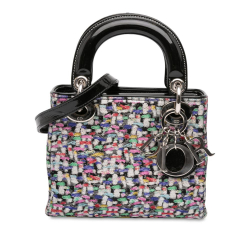 Christian Dior B Dior Black Polyester Fabric Mini Multicolor Metallic and Patent Leather Lady Dior Italy