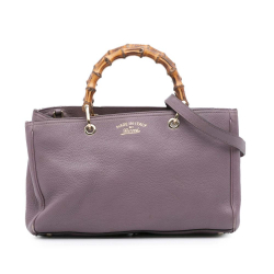 Gucci B Gucci Purple Lilac Calf Leather Medium skin Bamboo Shopper Satchel Italy