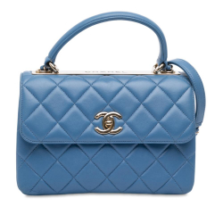 Chanel AB Chanel Blue Light Blue Lambskin Leather Leather Small Quilted Lambskin Trendy CC Flap Italy
