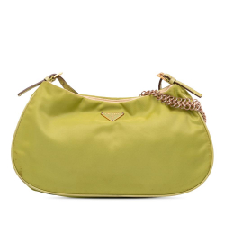Prada B Prada Green Light Green Nylon Fabric Tessuto Chain Shoulder Bag Italy