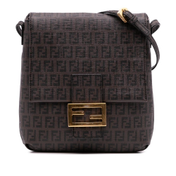 Fendi B Fendi Brown Coated Canvas Fabric Zucchino Spalmati Crossbody Italy