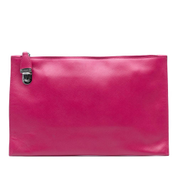 Prada B Prada Pink Hot Pink Saffiano Leather Lux Zip Clutch Italy