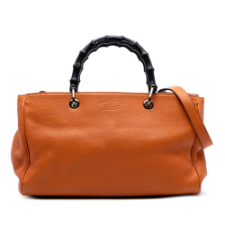 Gucci B Gucci Orange Calf Leather Medium skin Bamboo Shopper Satchel Italy