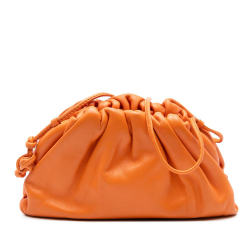 Bottega Veneta AB Bottega Veneta Orange Lambskin Leather Leather Lambskin The Mini Pouch Crossbody Italy