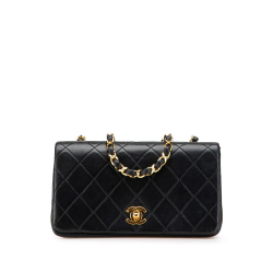 Chanel B Chanel Black Lambskin Leather Leather Mini CC Quilted Lambskin Full Flap France