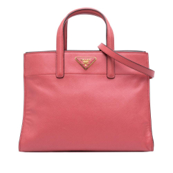 Prada B Prada Pink Blush Saffiano Leather Soft Triple Pocket Tote Italy
