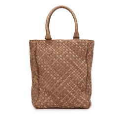 Bottega Veneta B Bottega Veneta Brown Calf Leather skin Intrecciato Paglia Tote Italy