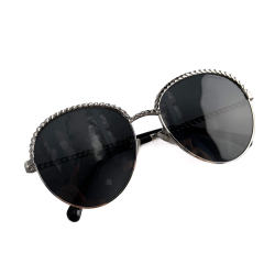 Chanel Chain Metal Sunglasses Black