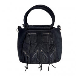 Balenciaga Sac de ville à franges en daim noir
