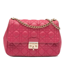 Christian Dior B Dior Pink Blush Lambskin Leather Leather Large Lambskin Cannage Miss Dior Flap Italy