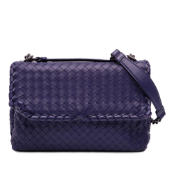 Bottega Veneta Purple Small Nappa Intrecciato Olimpia Shoulder Bag Italy