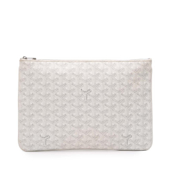 Goyard AB Goyard White Coated Canvas Fabric Goyardine Senat MM France