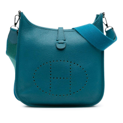Hermès B Hermès Blue Peacock Calf Leather Clemence Evelyne III 29 France