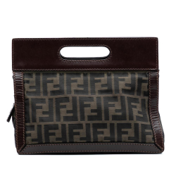 Fendi B Fendi Brown Canvas Fabric Mini Zucca Peekaboo Defender Italy