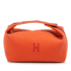 Hermès B Hermès Orange Dark Orange with Red Dark Red Canvas Fabric Small Toile Bride A Brac Case France