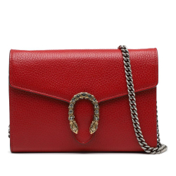 Gucci B Gucci Red Calf Leather Dionysus Wallet on Chain Italy
