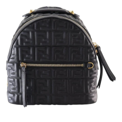 Fendi AB Fendi Black Nappa Leather Leather Mini Zucca Embossed Nappa By The Way Backpack Italy