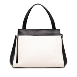 Celine B Celine White with Black Calf Leather Medium Bicolor Edge Handbag Italy