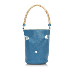 Hermès B Hermès Blue Calf Leather Clemence Mangeoire Bucket PM France