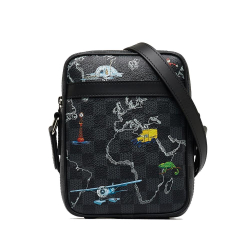 Louis Vuitton AB Louis Vuitton Black Damier Canvas Canvas Damier Graphite Renaissance Map Danube Slim PM Italy